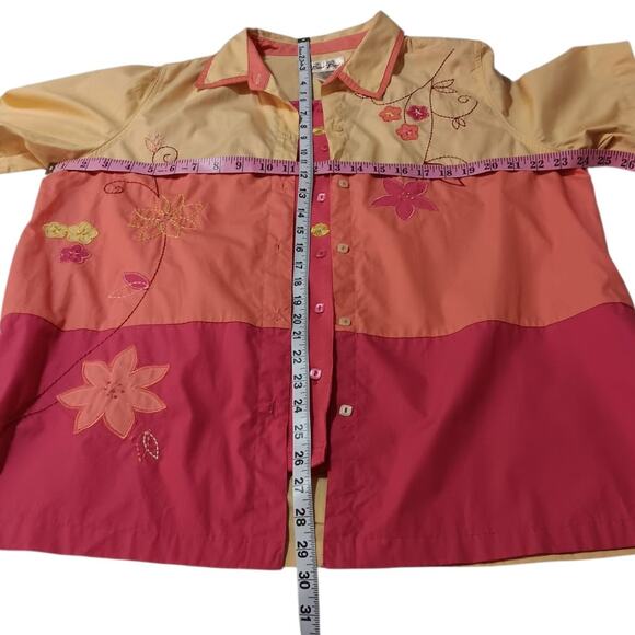 NEW Art to Wear BOBBIE BROOKS Embroidered Combo Top Blouse‎ Shirt 14/16W Floral - Picture 5 of 12